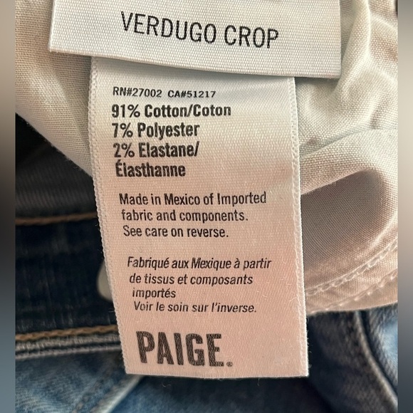 PAIGE Verdugo Crop Jeans Medium Wash Designer Run Small Women’s Size 28 - Picture 2 of 14